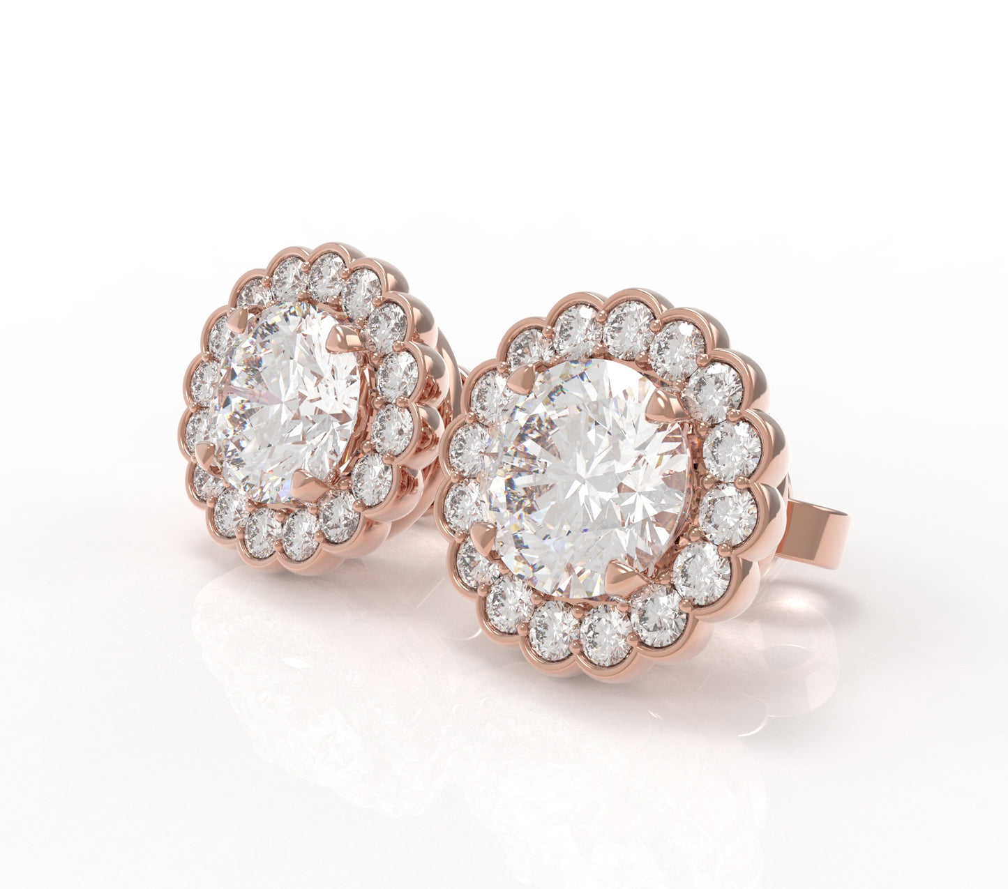 Scalloped Halo Studs