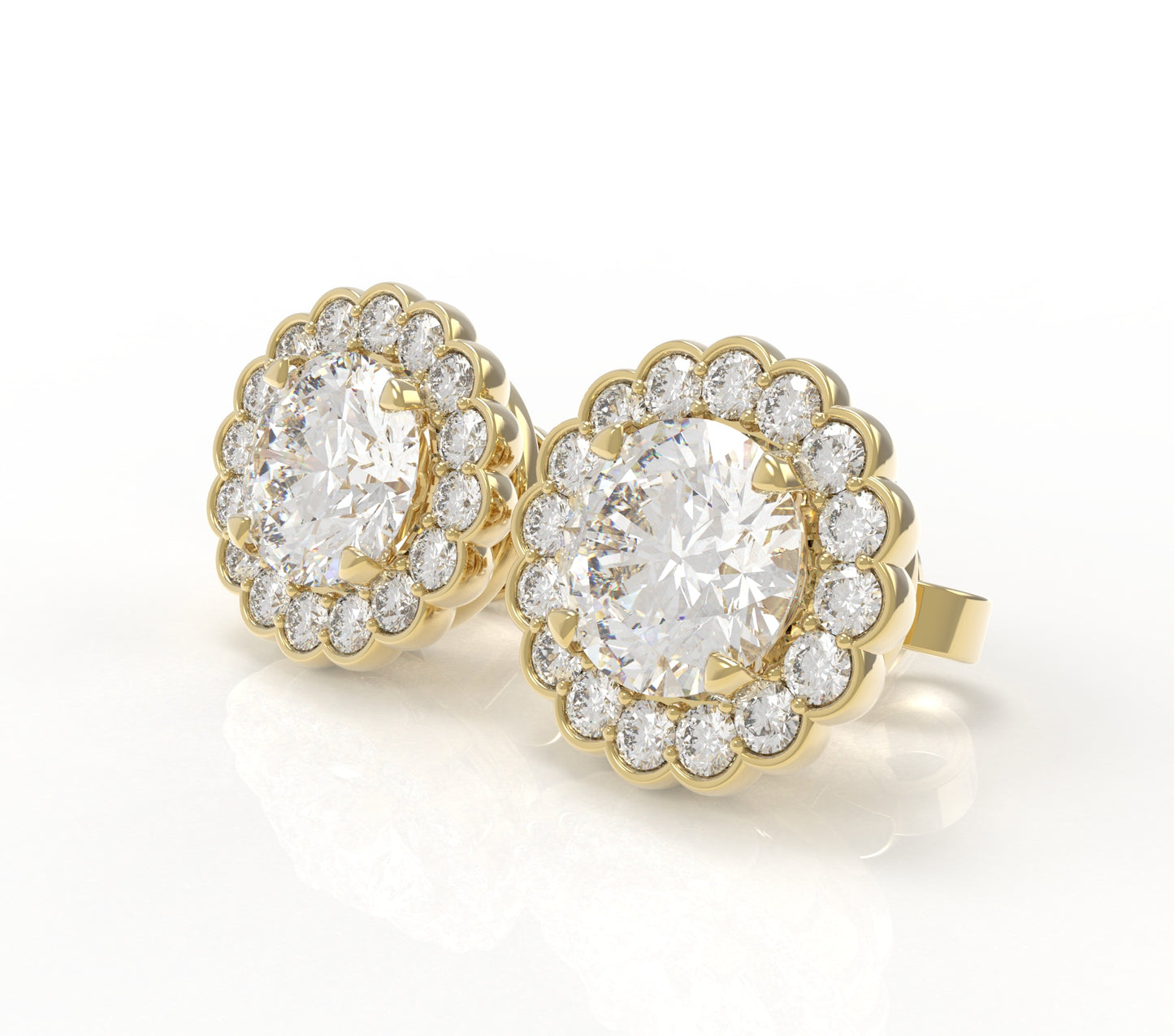 Scalloped Halo Studs