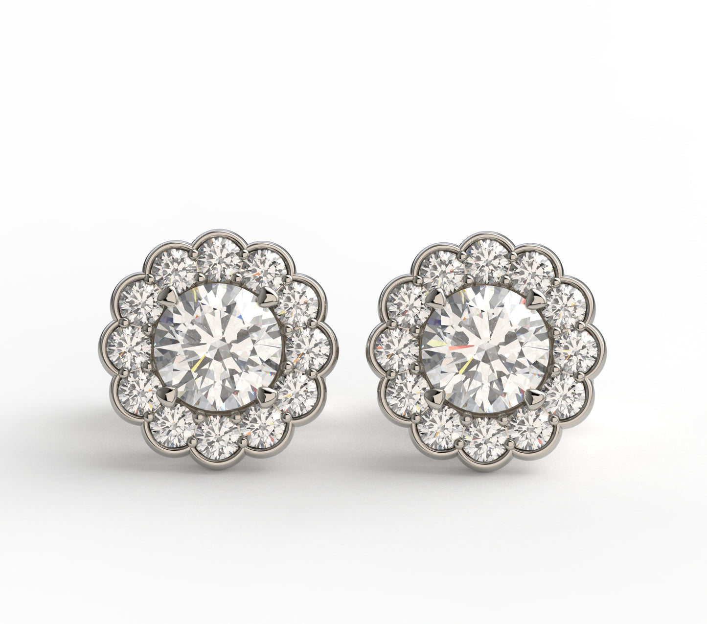 Scalloped Halo Studs